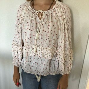 White and Pink Floral Shirt